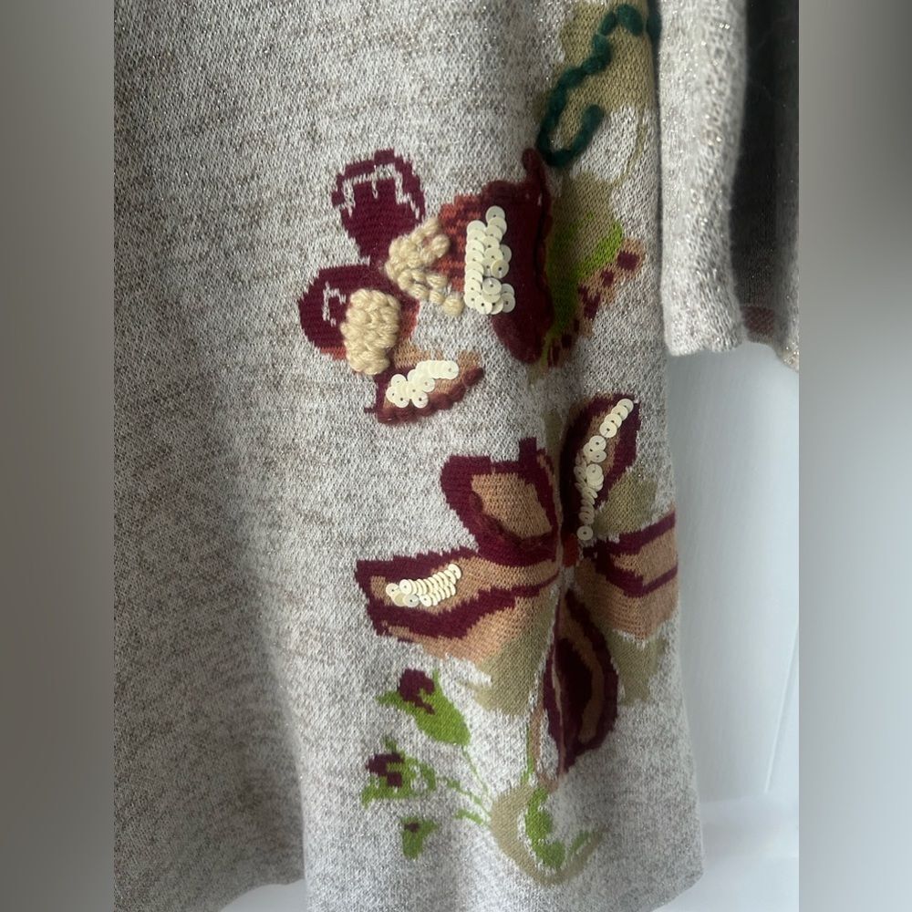 Anthropologie knitted and knotted petals swing dress sweater dress embroidered - Picture 11 of 12